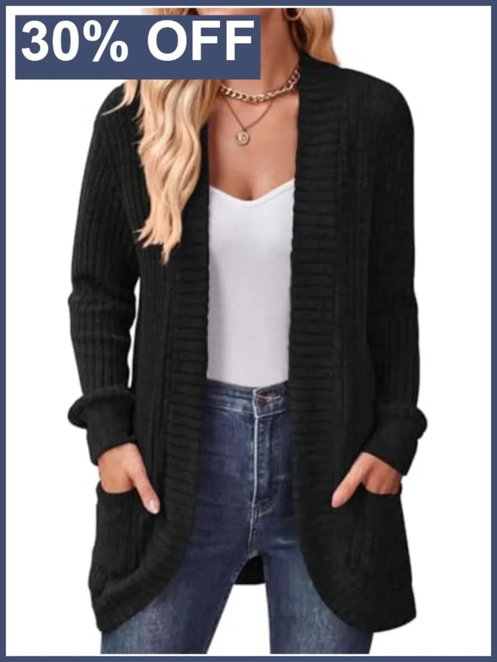 Womens Long Cardigan Sweater Lightweight Open Front Sleeve Pockets